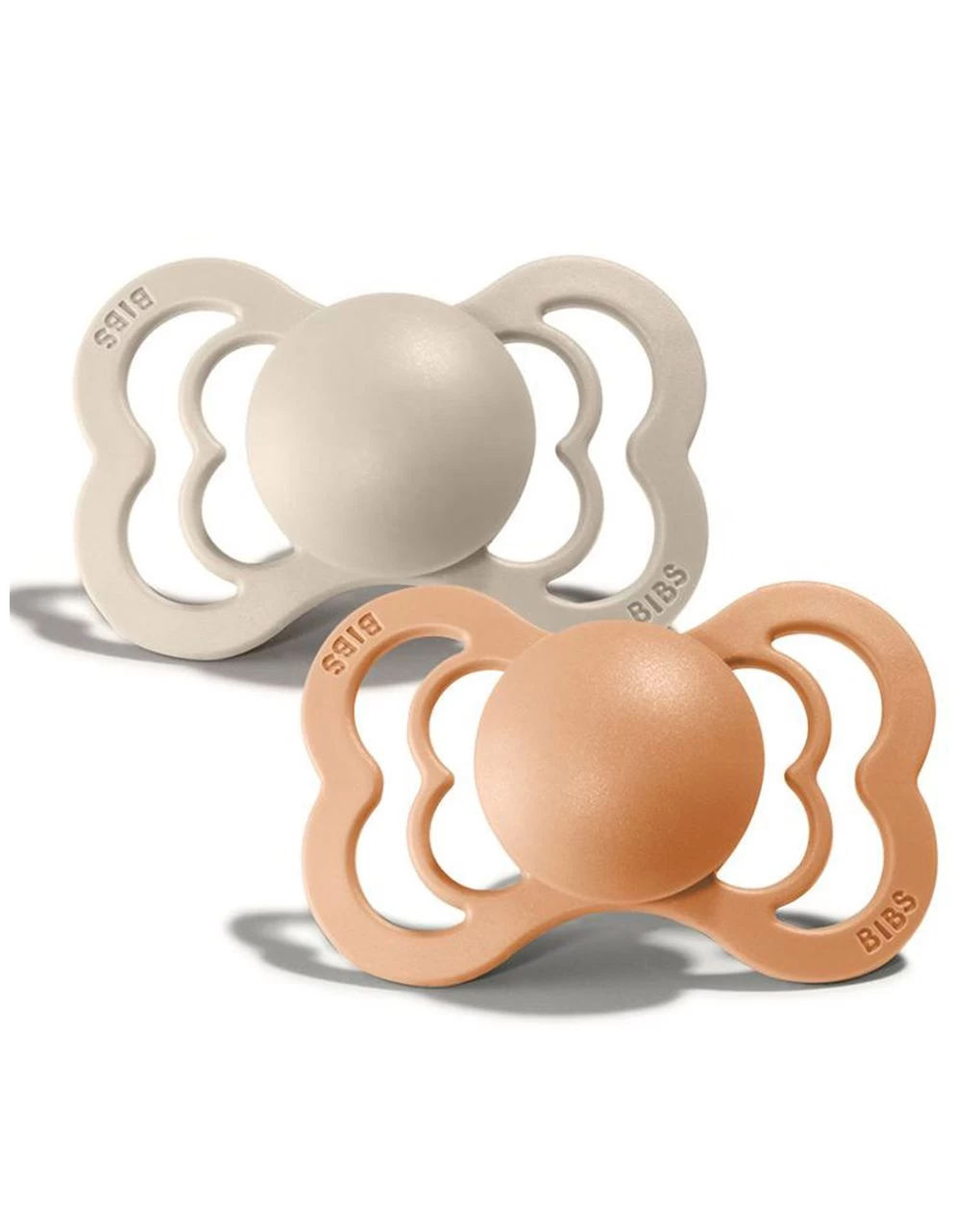 Set 2 Ciucci Tettarella Simmetrica In Gomma Naturale 0/6 Mesi - Colore Vaniglia E Pesca - Bibs - immagine 2