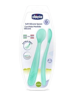 Cucchiaio Morbido Silicone 6m+ Azzurro (2pz)