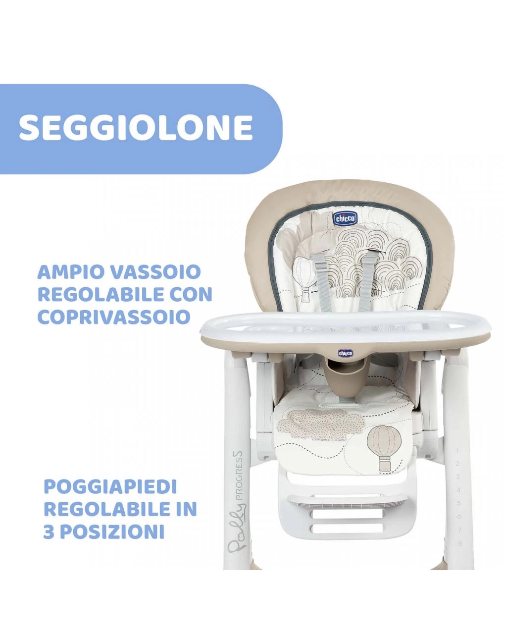 Seggiolone Chicco Polly Progres5 Clouds - immagine 3