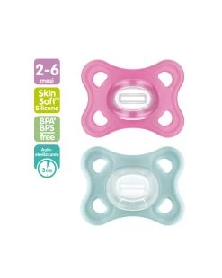 Mam 2 Pz Succhietti Comfort 2-6m Silicone Rosa/azzurro
