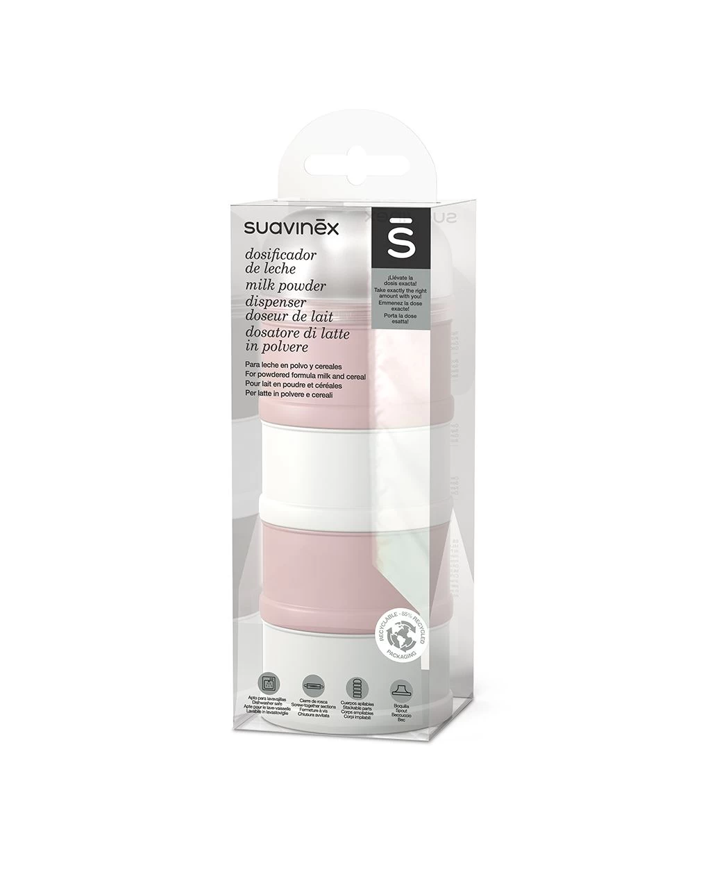 Dosatore Latte In Polvere Collezione Bonhomia Rosa. 4 Scomparti – Suavinex - immagine 3