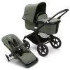 Bugaboo Fox 3 Navicella E Passeggino Telaio Black, Tessuti E Cappottina Forest Green