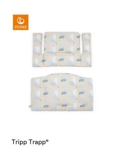 Tripp Trapp® Classic Cushion Birds Blue Ocs Cuscino Per Seggiolone, Morbido E Avvolgente Per Il Tuo Bambino