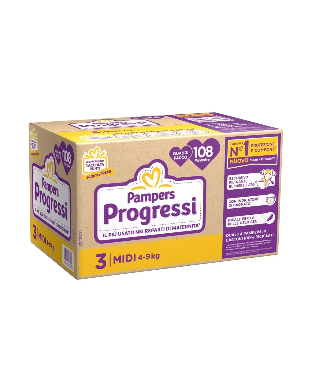 Progressi Taglia 3 Midi Quadri Pacco X108 - Pampers