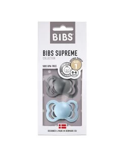 Set 2 Ciucci Tettarella Simmetrica In Gomma Naturale 0/6 Mesi - Colore Iron E Baby Blue - Bibs