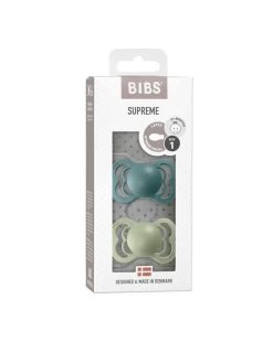 Set 2 Ciucci Tettarella Simmetrica In Gomma Naturale 6/18 Mesi - Colore Island Sea E Verde Salvia - Bibs