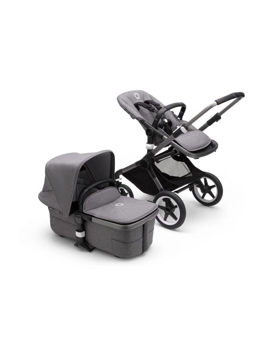 Bugaboo Fox 3 Navicella E Passeggino Telaio Graphite, Tessuti E Cappottina Grey Melange - immagine 2